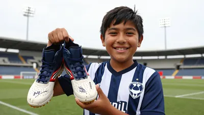 El delantero mexicano Jesús 'Tecatito' Corona regala sus tachones a un niño aficionado tras anotar un gol en un partido...